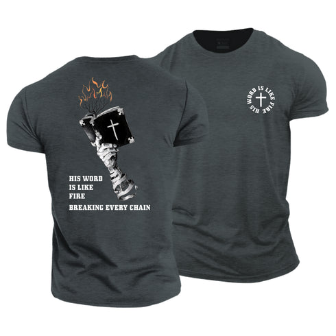 Men's His Word Is Like Fire Cotton T-Shirt